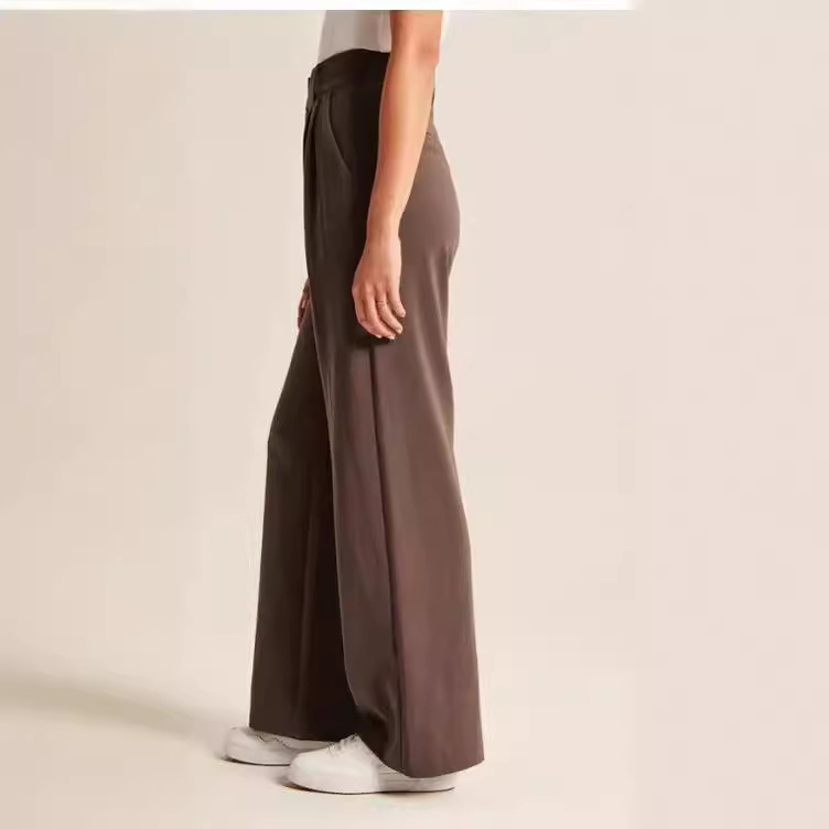 High-Waisted Wide-Leg Dress Pants For Women – Stretchy Office Trousers With Side Pockets, Flowy & Tailored_ecoleips.com