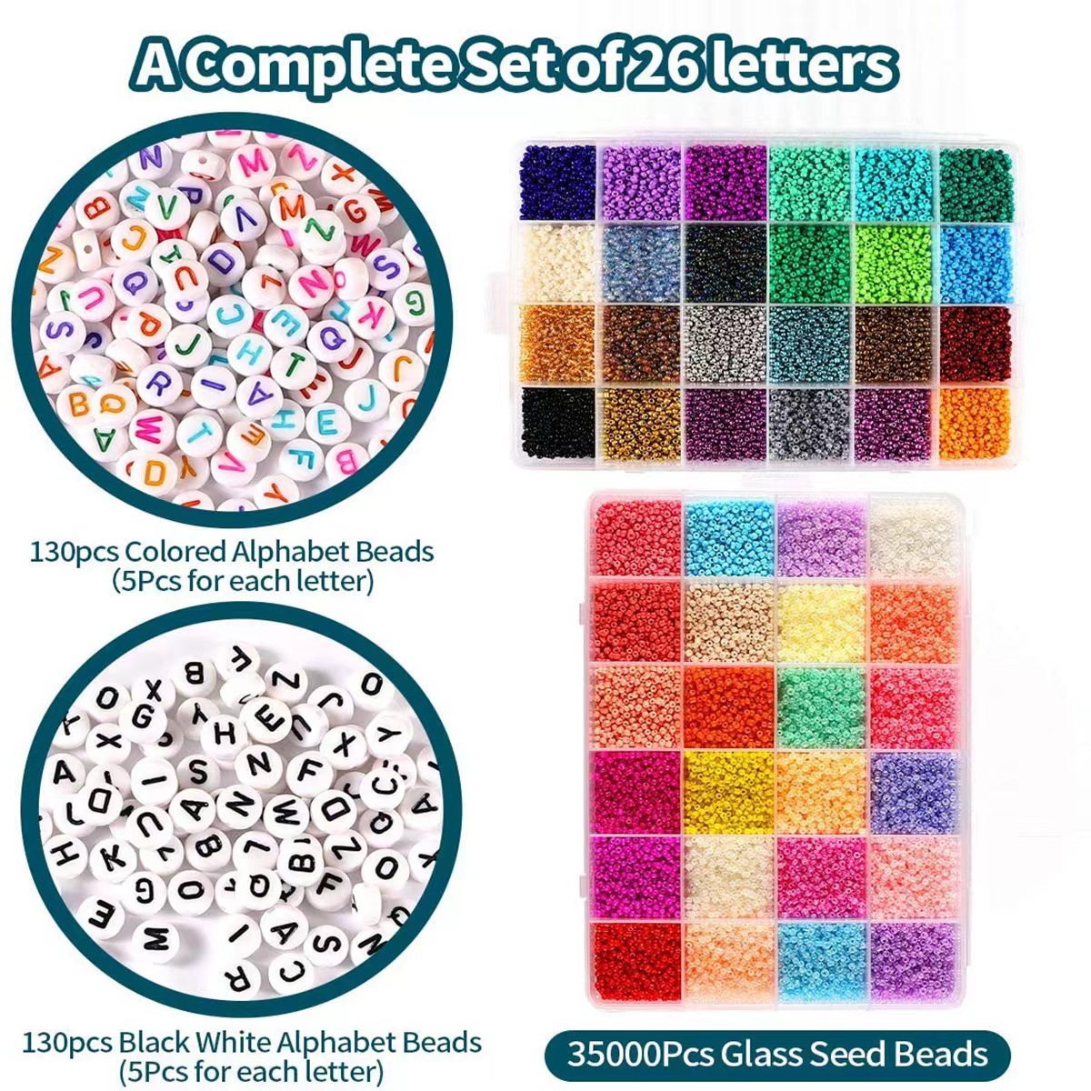 Amazon Explosive 48 Color Perforated Glass Small Rice Bead Set DIY Necklace Bracelet Jewelry Beaded Bead Accessories