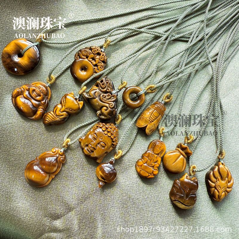Factory Price Wholesale Tiger Eye Stone Pixiu Pendant, Money-Attracting Pixiu Pendant for Men and Women, Live Streaming Supply Gifts