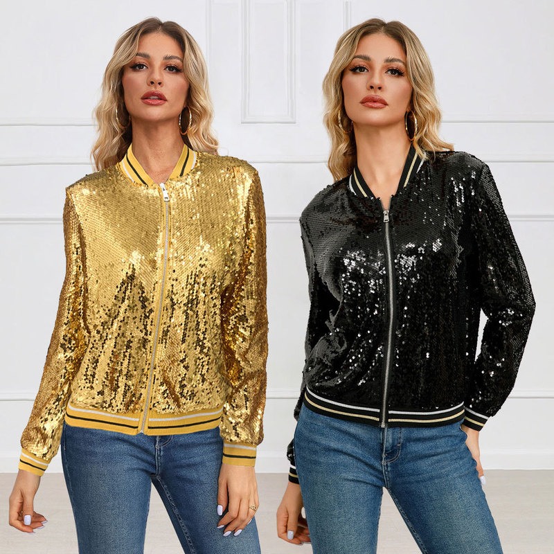 10290 cross-border European and American Amazon temperament short sequined women's spring and autumn versatile jacket cardigan jacket 10290 cross-border European and American Amazon temperament short sequined women's spring and autumn versatile jacket cardigan jacket