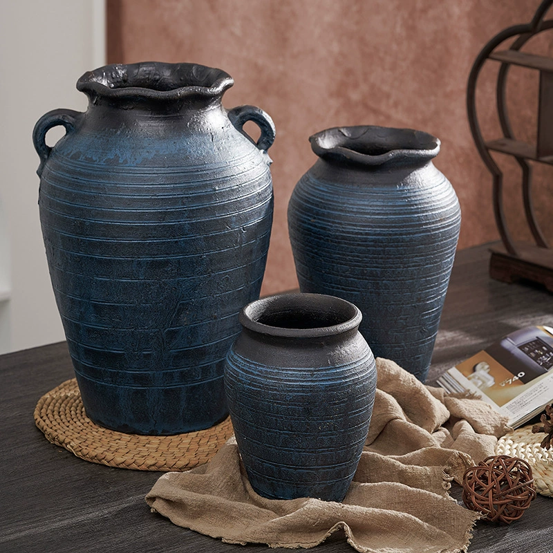 Грубые глиняные вазы для украшения цветочных горшков для гостиной новый китайский стиль сушеные цветочные вазы в стиле ретро глиняные горшки для аранжирования цветов ювелирные изделия оптом