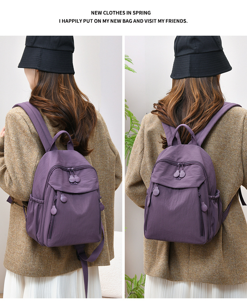 High-Quality Women's Backpack 2026 New Style Female Dual-Strap Backpack Casual Multi-Pocket Travel School Bag Simple Lightweight Nylon