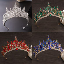 欧美跨境新娘王冠发饰凤冠速卖通热销红色皇冠礼服配饰婚礼头饰