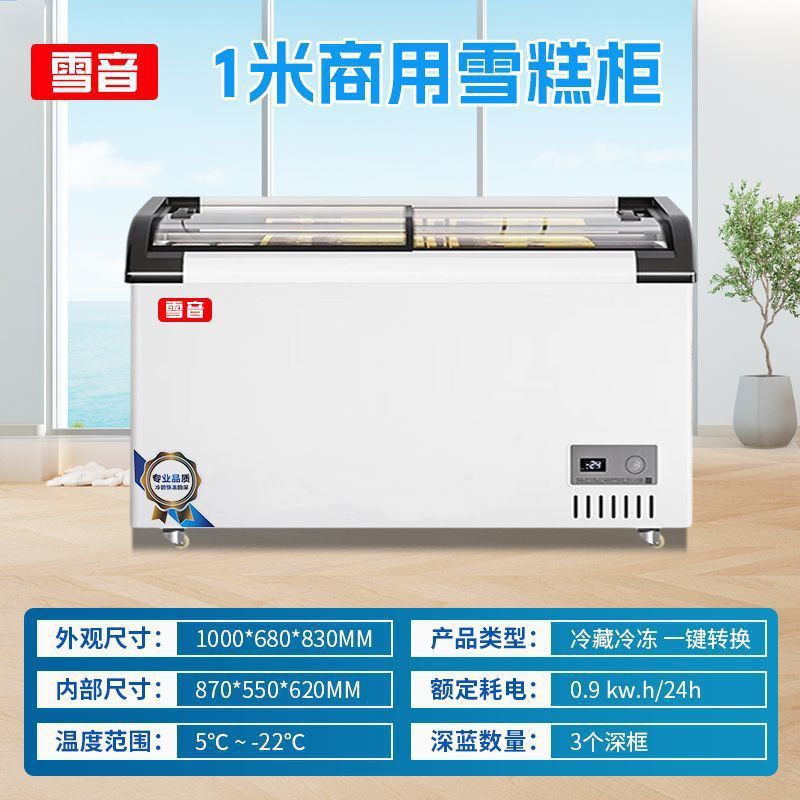 冰淇淋雪糕柜超市商用大容量展示柜冷藏冷冻两用透明玻璃门展示柜|undefined