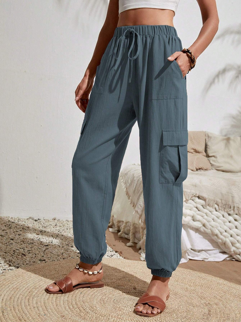 Pantalones de Mujer para Trabajo Casual, Color Sólido Versátil, con Bolsillos, Primavera-Verano 2025, Ropa de Mujer Europea y Americana, Amazon, Tiktok, Temu image 15