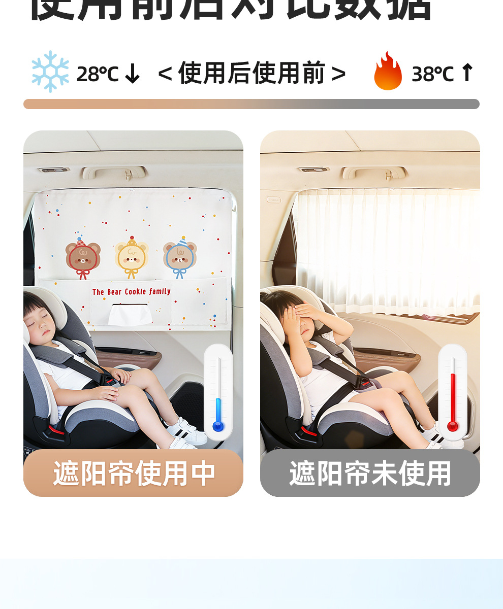 Suction cup car sunshade cartoon multifunctional sun protection and heat insulation curtain for car side windows