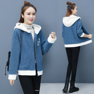 Lamb Velvet Coat Women's Winter New fleece-lined Thickened Korean-style Slimming All-match Preppy-style Cardigan Coat
