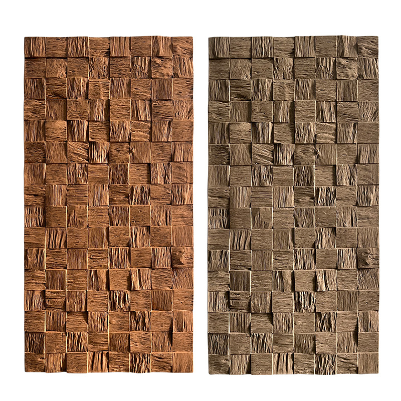 PU madera a cuadros decoración desgastada madera de barco antiguo mosaico pared de fondo decoración de madera azulejos de decoración del hogar material de decoración de la pared