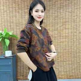 德绒新款洋气圆领保暖长袖卫衣2025秋冬宽松套头休闲上衣女 批发