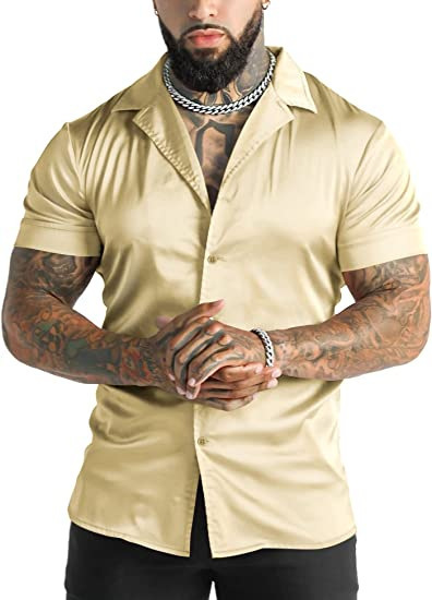 Men's Disco Short Sleeve Shirt Casual Men's Short-sleeved Shirt