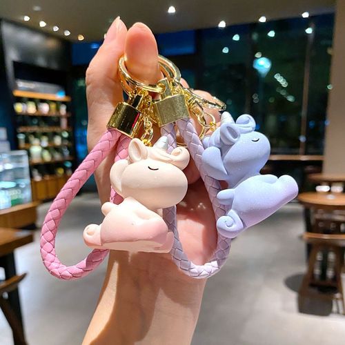 Cartoon dreamy resin unicorn keychain creative cute car keychain ins female schoolbag pendant jewelry
