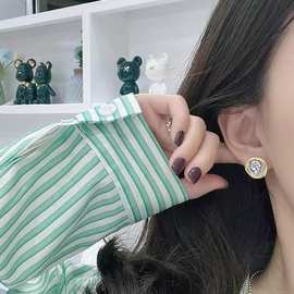 通体S925纯银人像古币耳钉复古做旧古希腊浮雕设计个性时髦耳饰