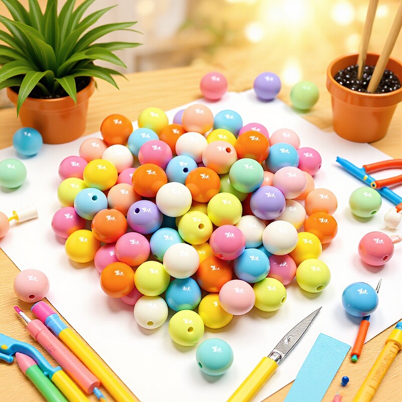 Acrylic Beads Candy-Colored Jewelry Round Beads Solid Color Beaded Bracelets Necklaces Door Curtain Beads DIY Jewelry Accessories