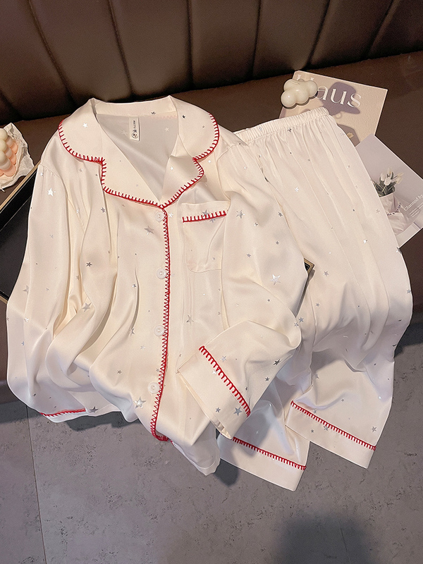 感真丝睡衣女春秋长袖套装桑蚕丝绸夏季新款可外穿家居服|undefined