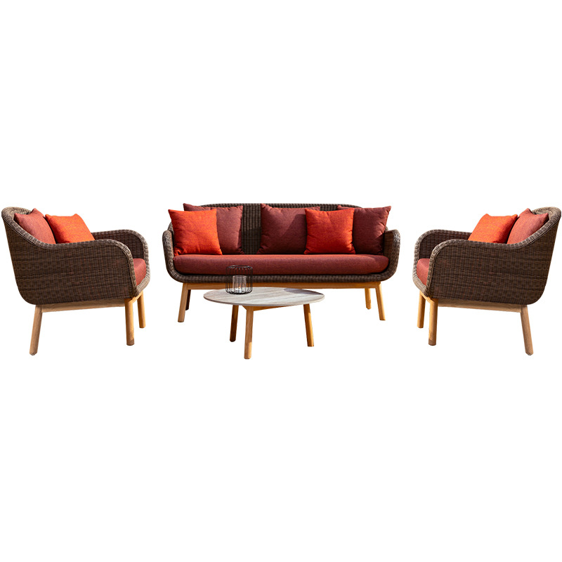 Sofá de exterior para patio, jardín, casa de huéspedes, muebles de ocio, balcón al aire libre, conjunto de sofás de ratán impermeables y resistentes al sol