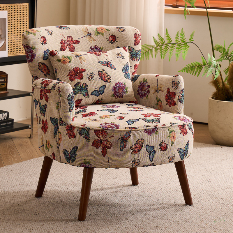 Balcón sala de estar sofá de tela estilo chino estilo americano sofá casual silla de cabecera retró casual silla de sofá