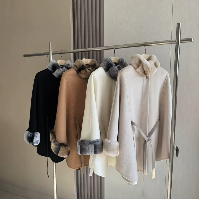 2026 Autumn and Winter New Lp Double-Sided Cashmere Rex Rabbit Fur Cape Shawl Coat High-End Lady Style Outwear Women's Fur 2026 Autumn and Winter New Lp Double-Sided Cashmere Rex Rabbit Fur Cape Shawl Coat High-End Lady Style Outwear Women's Fur