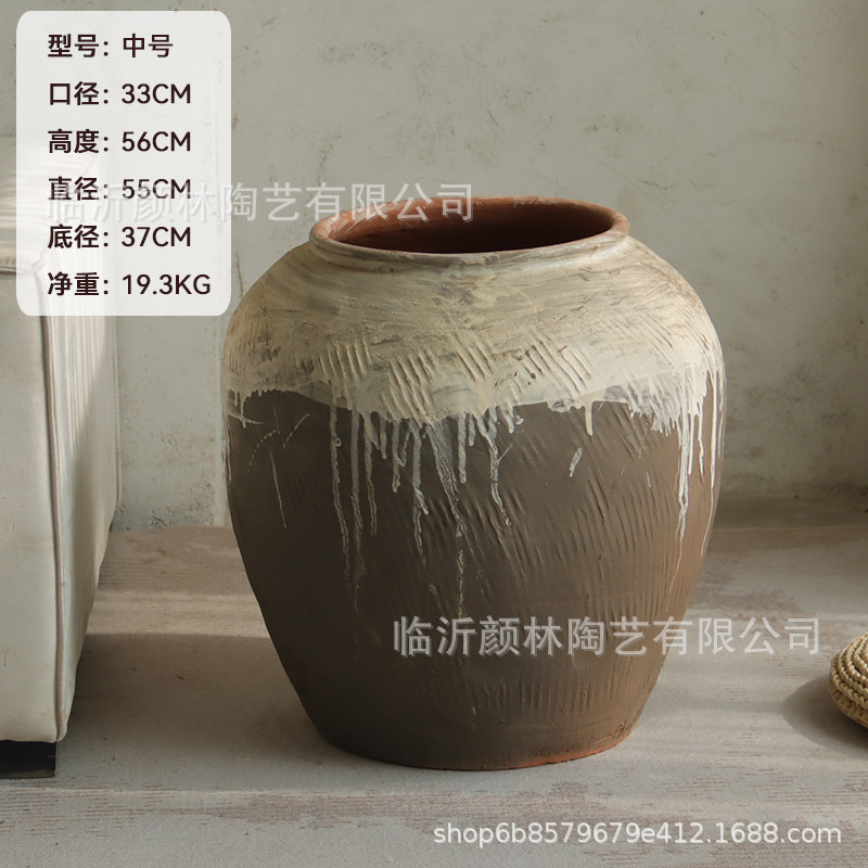 Tanques de cerámica gruesa hechos a mano, decoración suave de la sala de estar, decoración vintage de textura natural, vasijas de cerámica, vasijas de flores