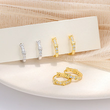 S925纯银绳结镶钻交叉耳环时尚简约镀K金耳扣精致高级感耳圈耳饰