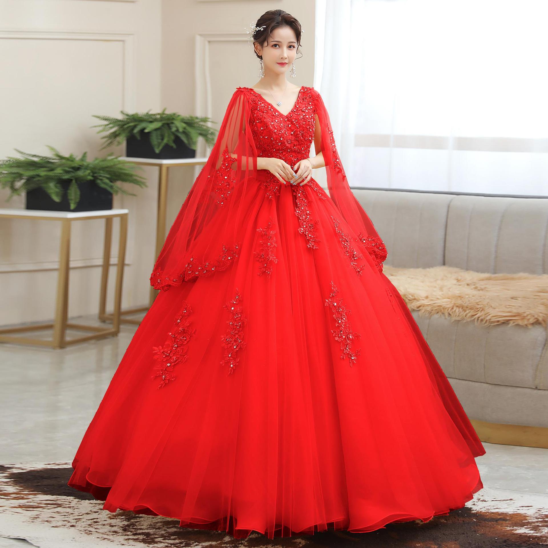 Vestido de novia de color Reunión Anual anfitrión rendimiento estudiante vocal solo arte examen ropa pettiskirt vestido de noche largo femenino image 8