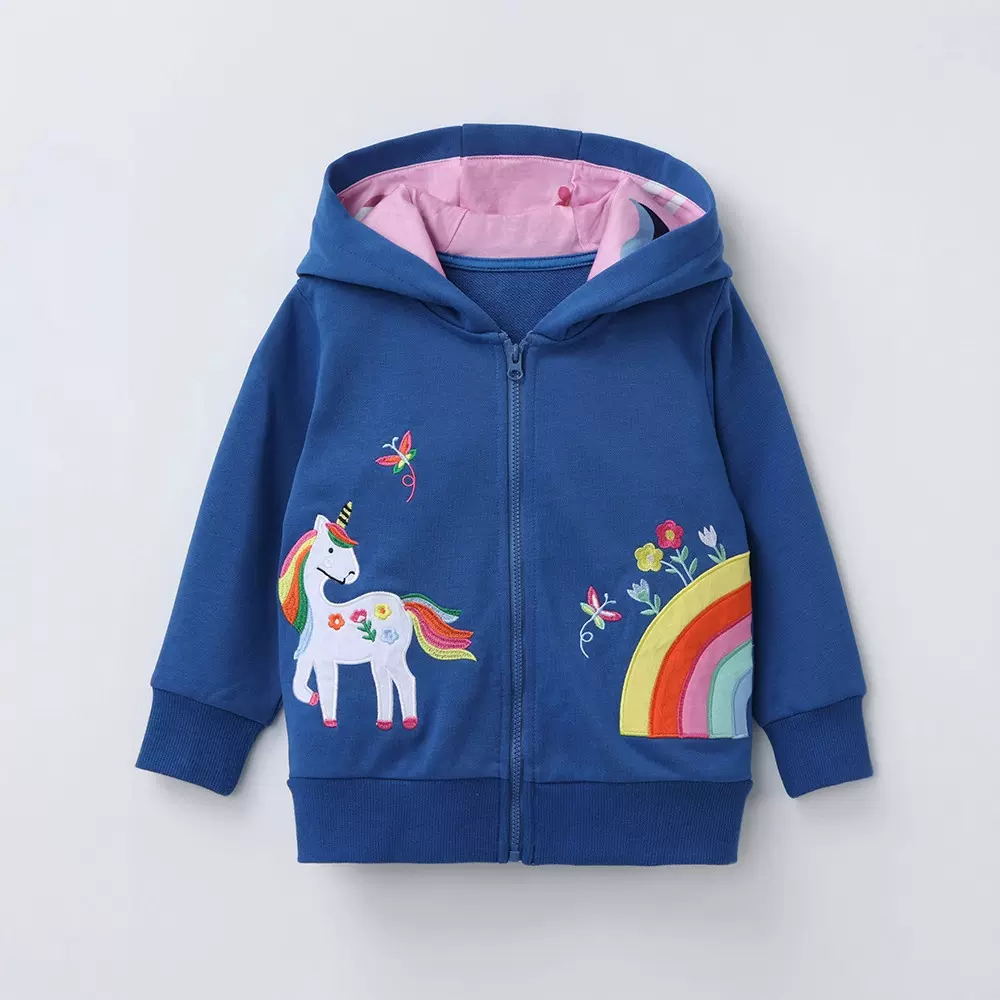 欧美风秋冬新款跨境外贸 女童拉链连帽卫衣 秋冬季儿童拉链外套