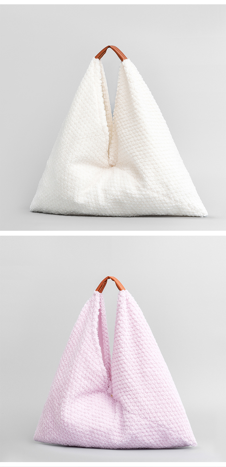 Nouveau sac de boulette triangulaire en peluche ENSPT, sac sous les bras européen et américain, sac à bandoulière portable pour les déplacements quotidiens pour femmes_voghion.com