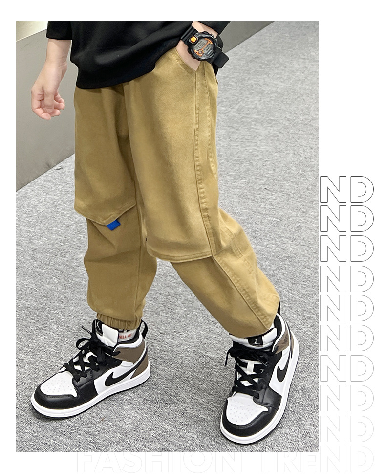 Casual Solid Color Pocket 100% Cotton Boys Pants display picture 2