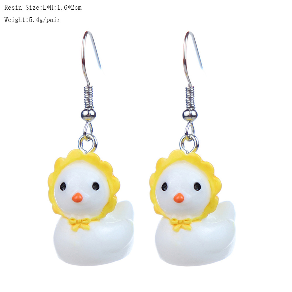 1 Pair Cartoon Style Cute Duck Plastic Drop Earrings display picture 5