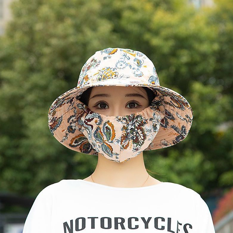 Nuevo sombrero de sombrero de sol para mujeres de verano toda la cara tipo sombrero de protección solar que cubre la cara anti-UV sombrero de trabajo seco sombrero de té sombrero de sol