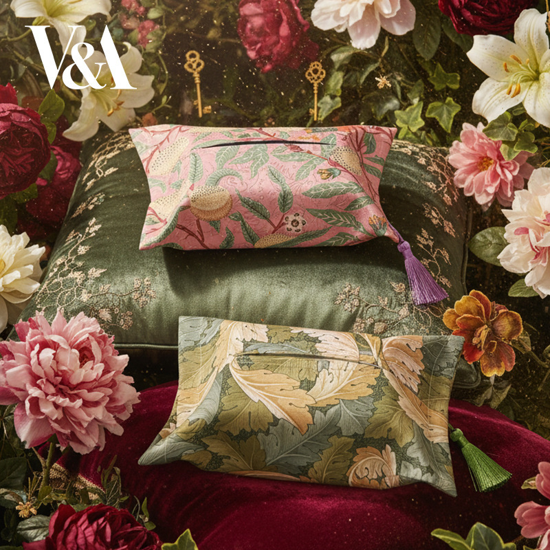 V&A Museum William Morris Verbena Leaf Time Fruit or Pomegranate Hundred Seeds Blessing Tissue Box