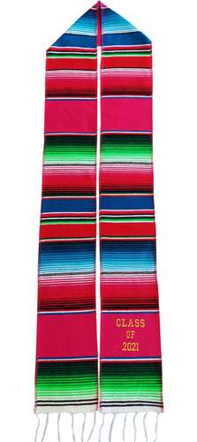 Hand Embroidered Mexican Graduation Belt Color Striped Black Belt Graduation Scarf
