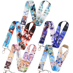 Cartoon mobile game cute girl mobile phone rope ID card lanyard tag lanyard hanging neck key chain polyester webbing