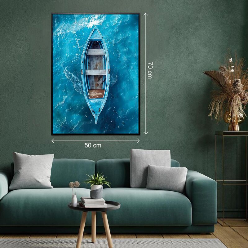 新品上市丝绒拼图正版简约风景画客厅卧室装饰画蓝舟拼图1000片|undefined