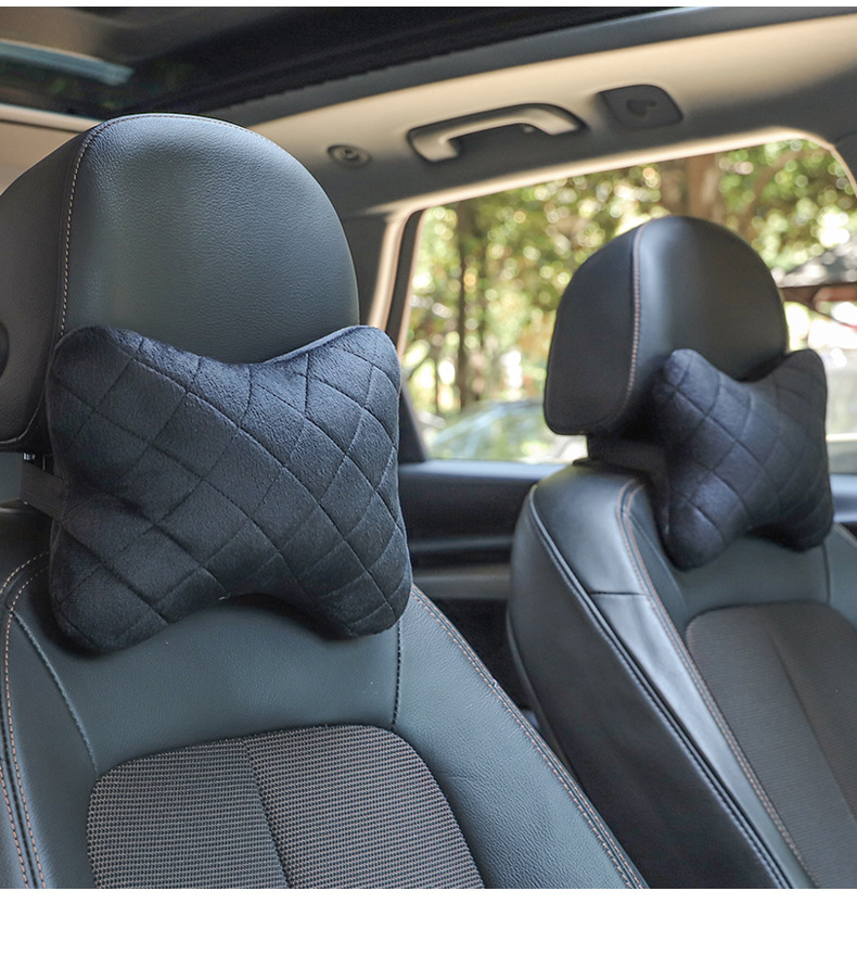 Car Pillow, Neck Pillow, Car Headrest, Plush Quilted Embroidered Car Seat Pillow, Car Cervical Pillow, Car Supplies