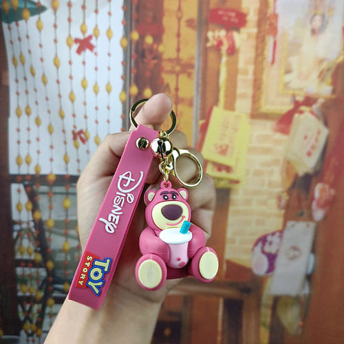 Cross-border Toy Story keychain bag pendant Buzz Lightyear Strawberry Bear three-dimensional doll key pendant