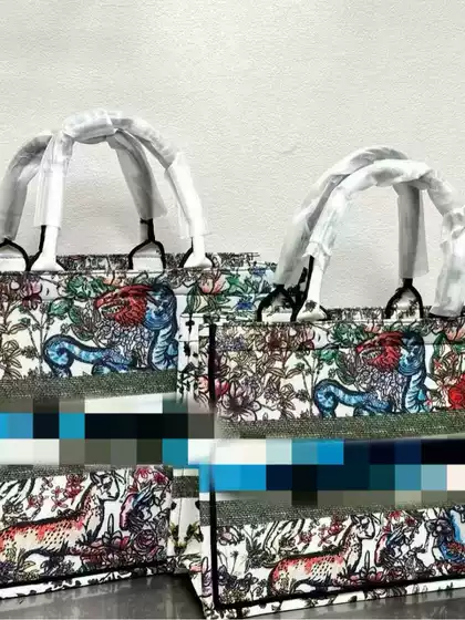 Multi-Pattern Monogram Embossed Embroidered Tote Bag with Large Capacity Shopping Handbag, Medium and Small Sizes