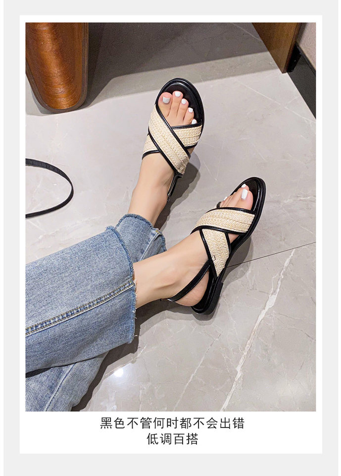 Dép sandal nữ quai chéo mũi tròn hở ngón đế dày phối màu, đế cao 3 cm — Màu Mơ (Dép lê), Màu Mơ (dép), Màu nâu (dép), Màu đen (dép) chi tiết 31