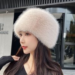 2025年秋冬のフェイクフォックスファーの豪華な帽子、厚くて暖かい女性用プリンセスバケットハット、クロスボーダーで人気販売中