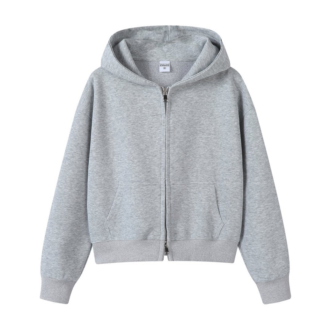 Marca de moda de color sólido con capuchón de plata, camiseta corta de hombro para mujeres otoño y invierno pesado 450g con camiseta con capuchón cálida y casual
