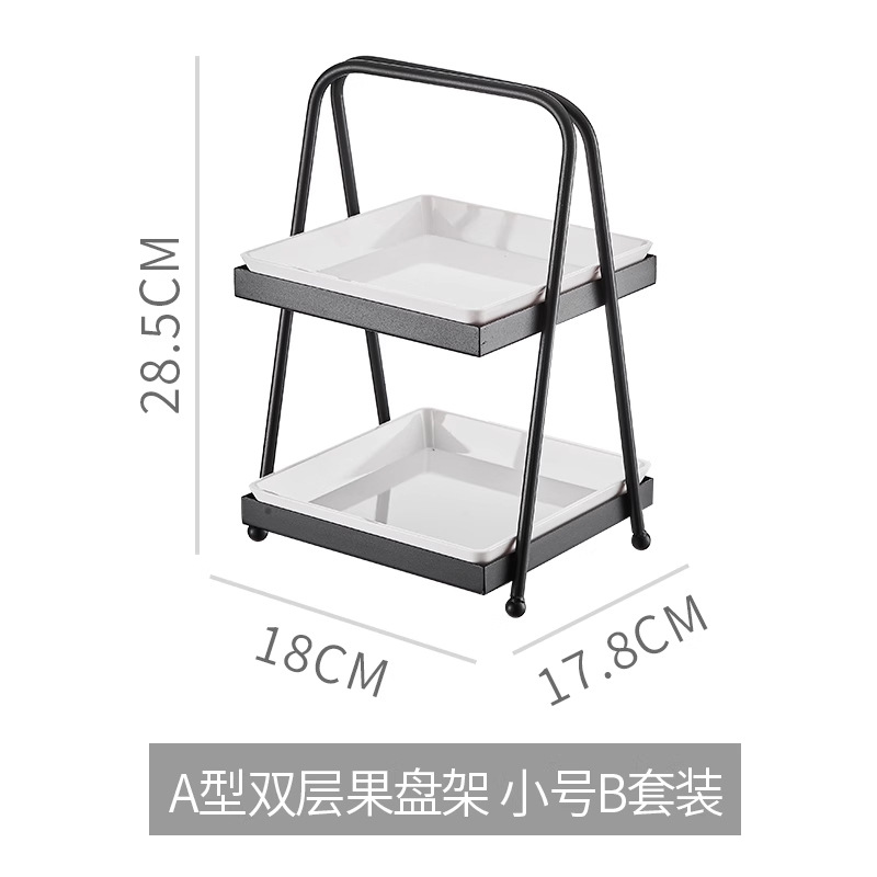 Soporte de bandeja de frutas de doble capa, bandeja de frutas secas de cuatro cuadrados, bar KTV, bocadillos creativos comerciales, bocadillos, escaleras multicapa