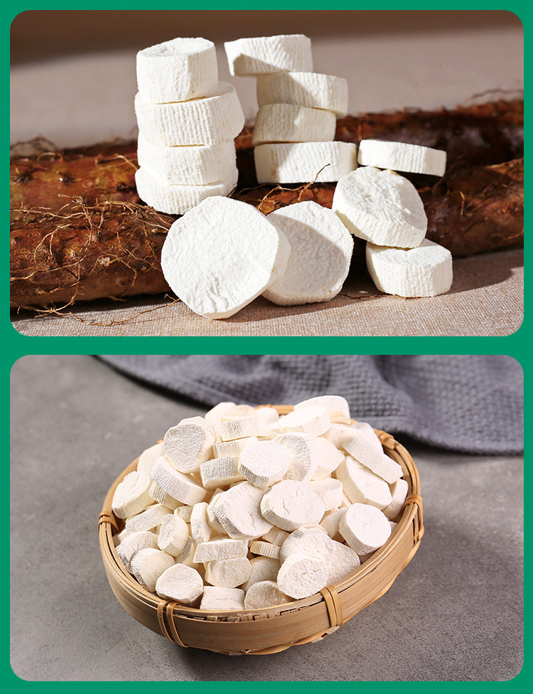 Freeze Dried Iron Stick Yam Slices Wenxian Huai Shan Yao 250g Jar in use
