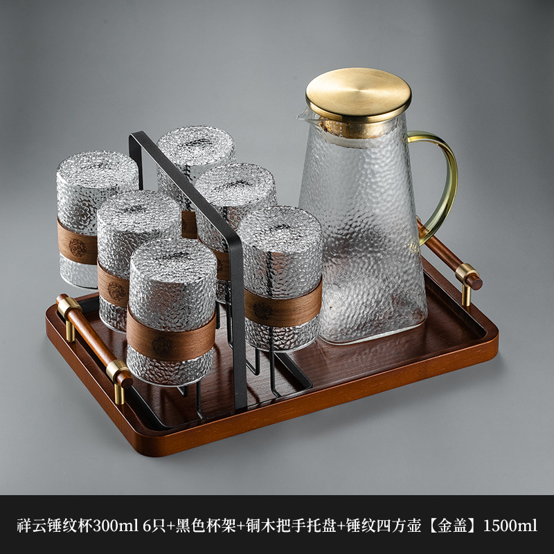 Nuevo chino patrón vertical taza de vidrio hogar de alta temperatura resistente taza de té hervidor de agua traje taza de beber anti-escaldado sala de estar hospitalidad