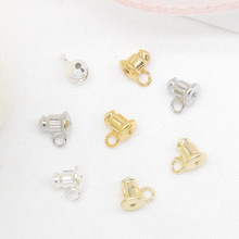 铜镀18K真金子弹头带吊耳塞 14K包金保色耳堵耳饰半成品 diy配件