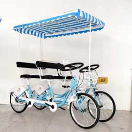 四轮四人骑亲子联排自行车旅游景区出租用成人用多人观光车垒德株