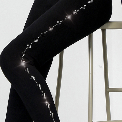 Women's Winter and Autumn Iced Drilling Leggings with Side Drilling and Hip-Lifting High-Waisted Leggings for Sports Outerwear