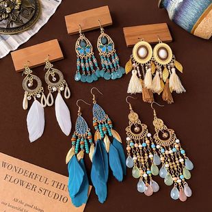 Retro ethnic earrings, boho style, ethnic style