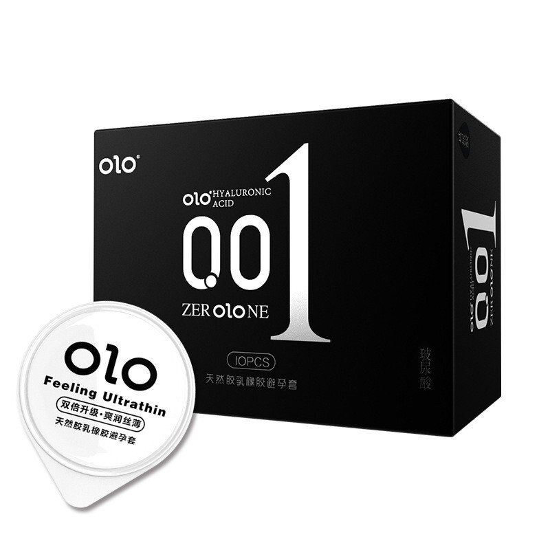 Olo Condoms 001 Ultra-Thin 10-Pack Hyaluronic Acid Jelly Male Condom Lightning Warehouse Condoms Adult Products