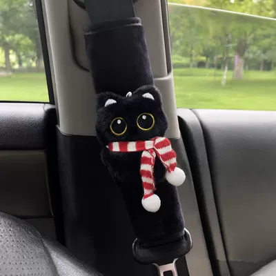 Sürətlər qutusu və əl tormozu başlıqları, Cover Car Safety Belt Handle - little-black-cat-shoulder-pad-black-and-red-scarf-single