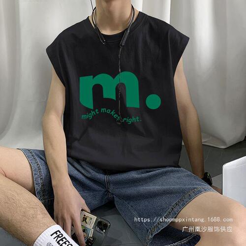 Phoenix Cotton Cardigan Sleeveless T-Shirt Men Summer New Ins Trend Brand Basketball Sports Fitness Loose Fashion Backless Top