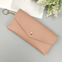 New portable women's long wallet, women's hand wallet, multi-card slot snap buckle, fashionable mobile phone bag, solid color and versatile
